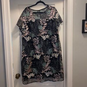 NEW with tags size 18/20 black dress with sheer floral overlay (plus size)